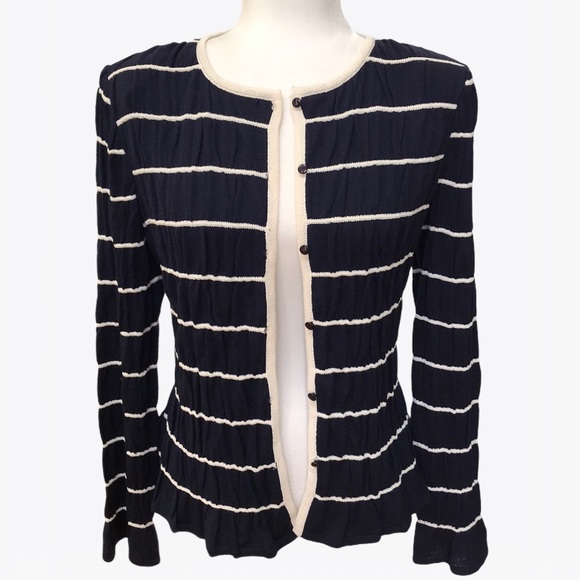St. John 56% Wool Striped Cardigan and Top Set - S - Picture 7 of 17